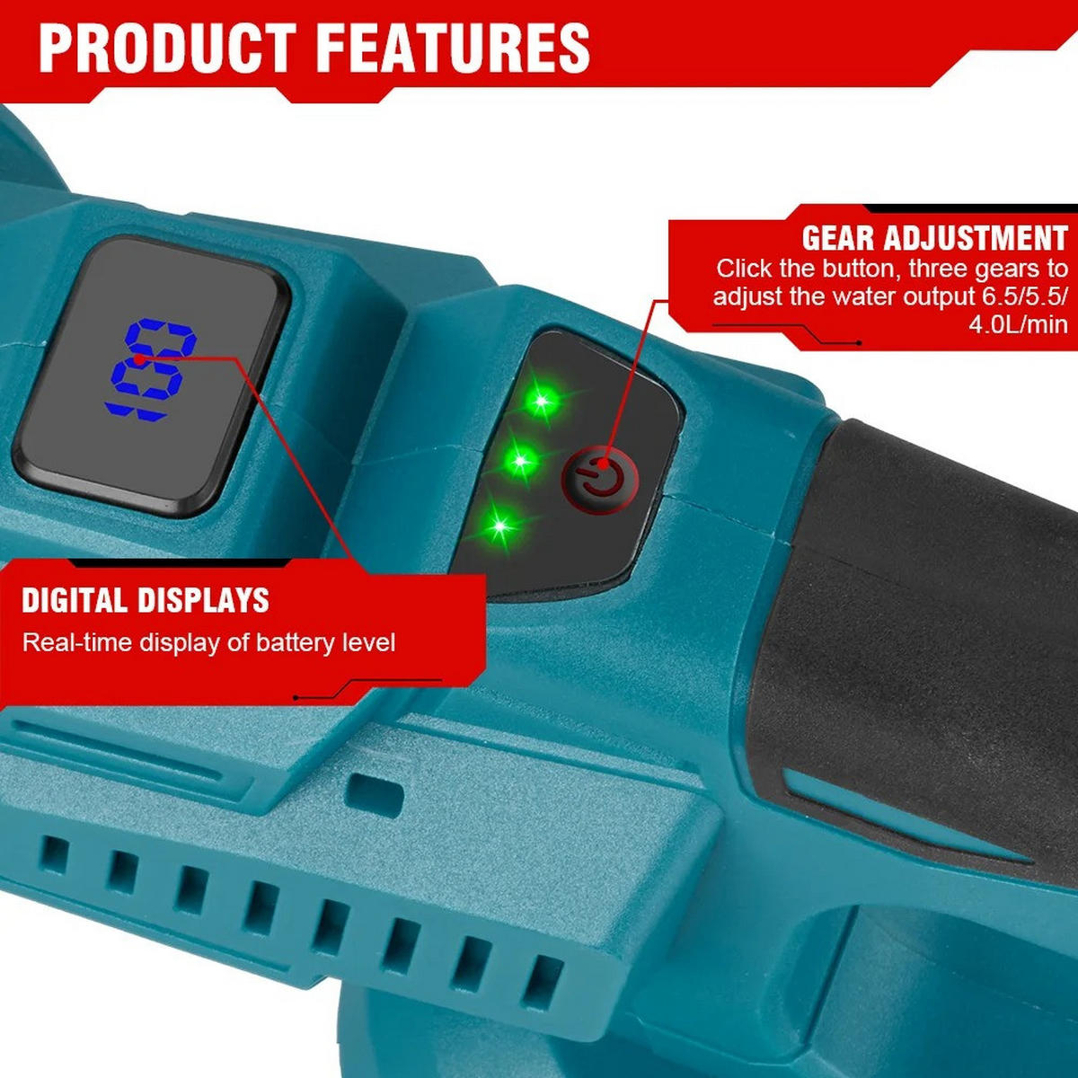 ELEKTRO-HOCHDRUCKREINIGER 200Bar Bürstenlose Hochdruck, 6IN1 Cordless, Für Makita Batterie Pin, Mit 2 Batterien - Blau, Kunststoff (45/23cm) - Coonoor