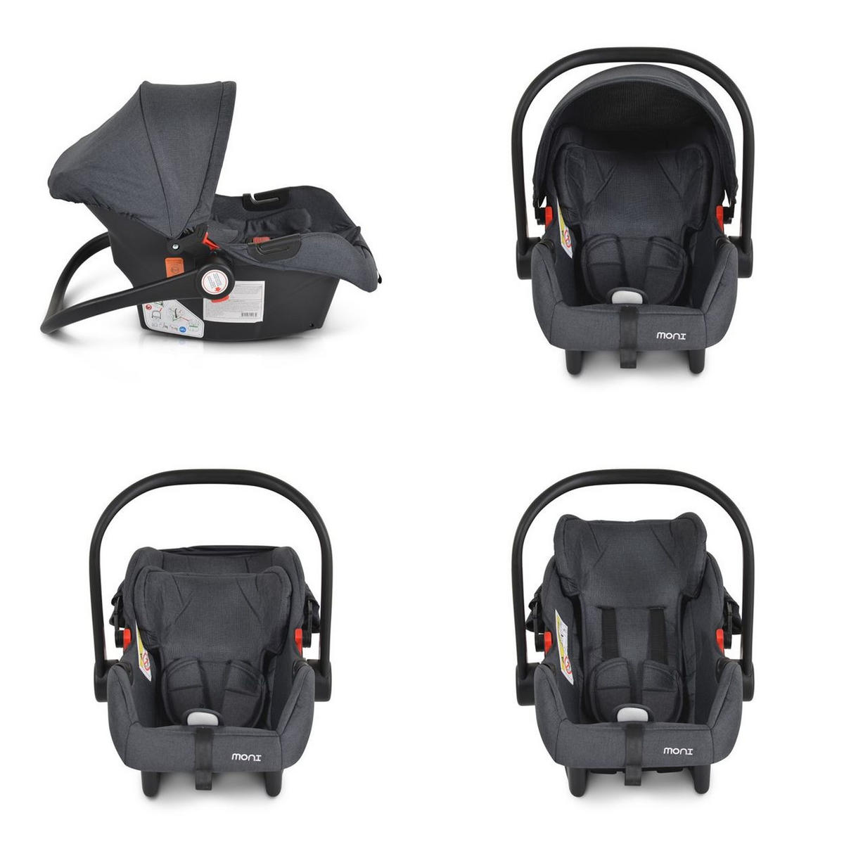 BABYSCHALE Trio i-Size schwarz (40 - 87cm) Adapter, Fußabdeckung, weiches Kissen - Schwarz, Kunststoff (44/68/44cm) - Moni
