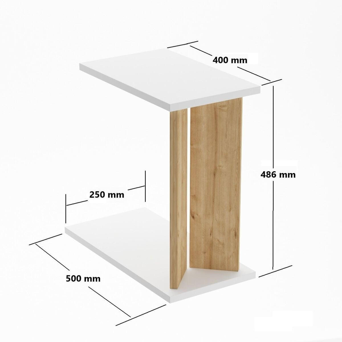 BEISTELLTISCH mit Ablage 50/25/48,6 cm - Weiß, Holzwerkstoff (56/50/48.6cm) - Calicosy