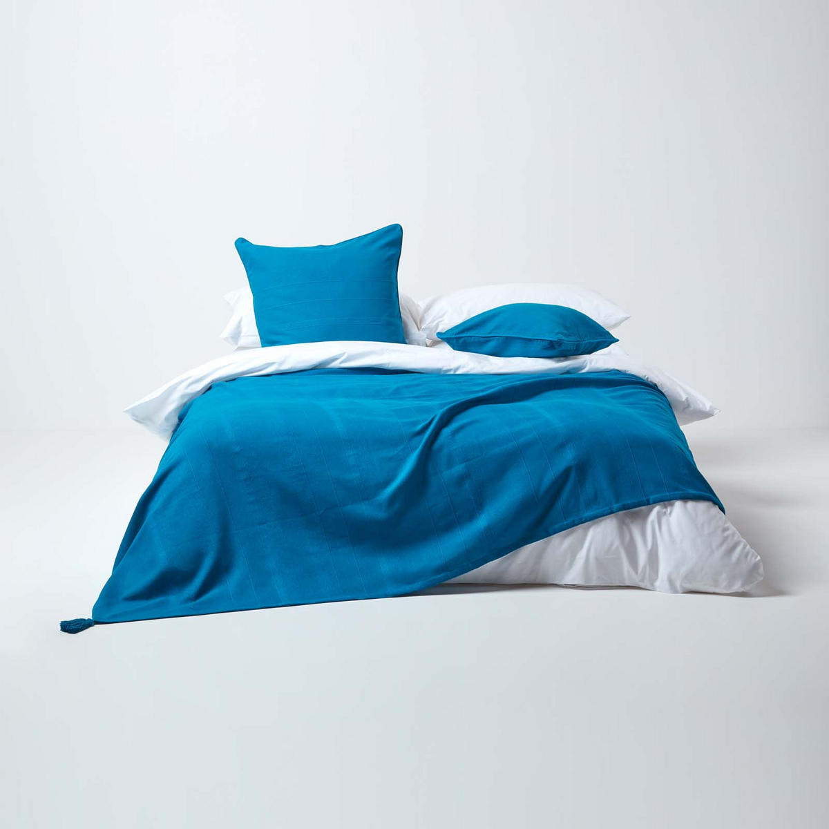 WOHNDECKE Rajput 150/200 cm, 100% Baumwolle - Petrol, Textil (150/200cm) - Homescapes