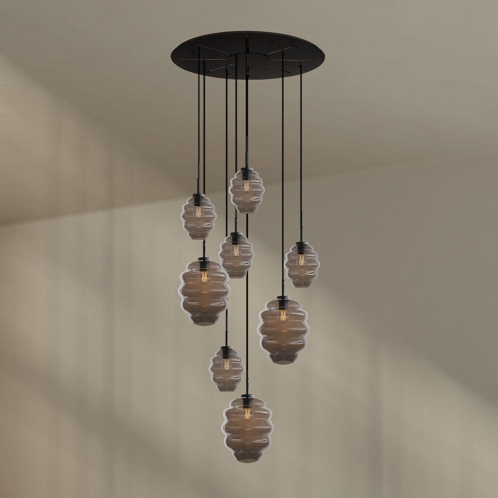 GALERIELEUCHTE Echos 8-flammig Rauch Ø 18/25cm - Anthrazit/Schwarz, Glas (18/18/20cm) - s.luce