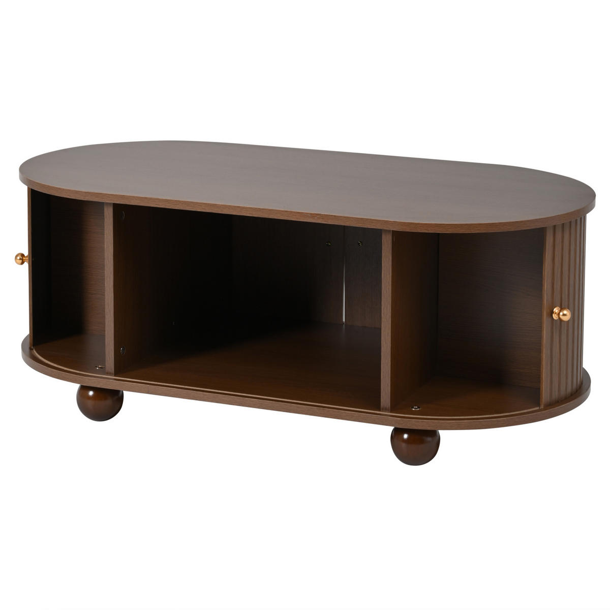 COUCHTISCH 100/50/40 cm mit 360-Grad-Schiebetür und Stauraum, Walnussfarbe - Walnussfarben, Holzwerkstoff (100/50/40cm) - Modfu