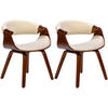 STUHL 2er Set Stoff walnuss/creme - Walnussfarben/Creme, Holz/Textil (62/76/52cm) - CLP