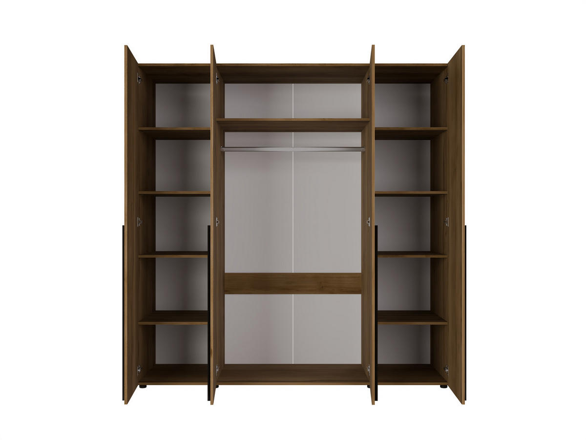 DREHTÜRENSCHRANK Arni Eiche Gold Barock - 11 Fächer - 200x206x60 cm - Eiche Artisan, Holzwerkstoff (200/206/60cm) - Ravio
