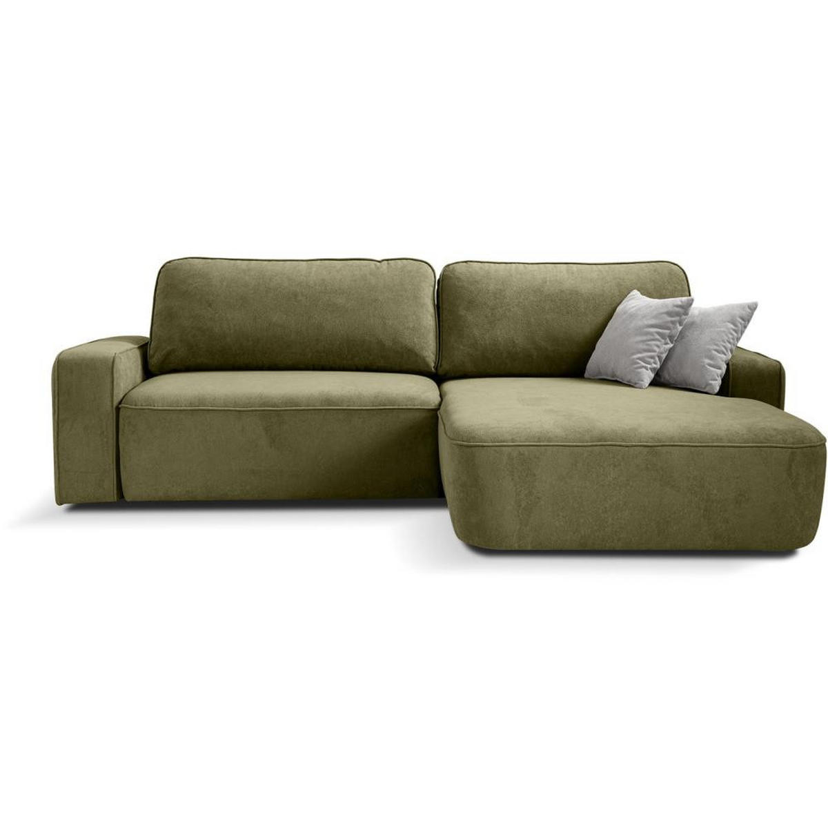 ECKSCHLAFSOFA Torre grün velours rechts - Grün, Textil (258/171cm) - Beautysofa