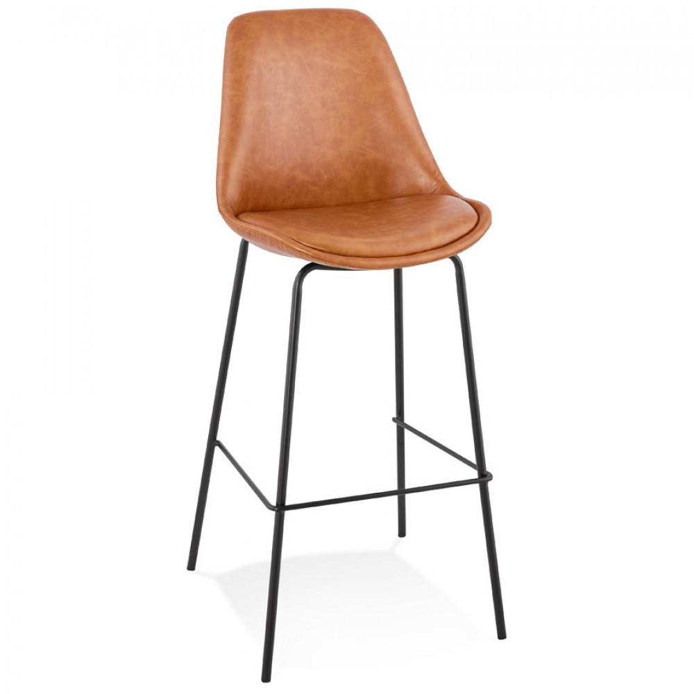 BARHOCKER braun 45x115x49cm - Schwarz/Braun, Leder/Metall (45/115/49cm) - AlterEgo