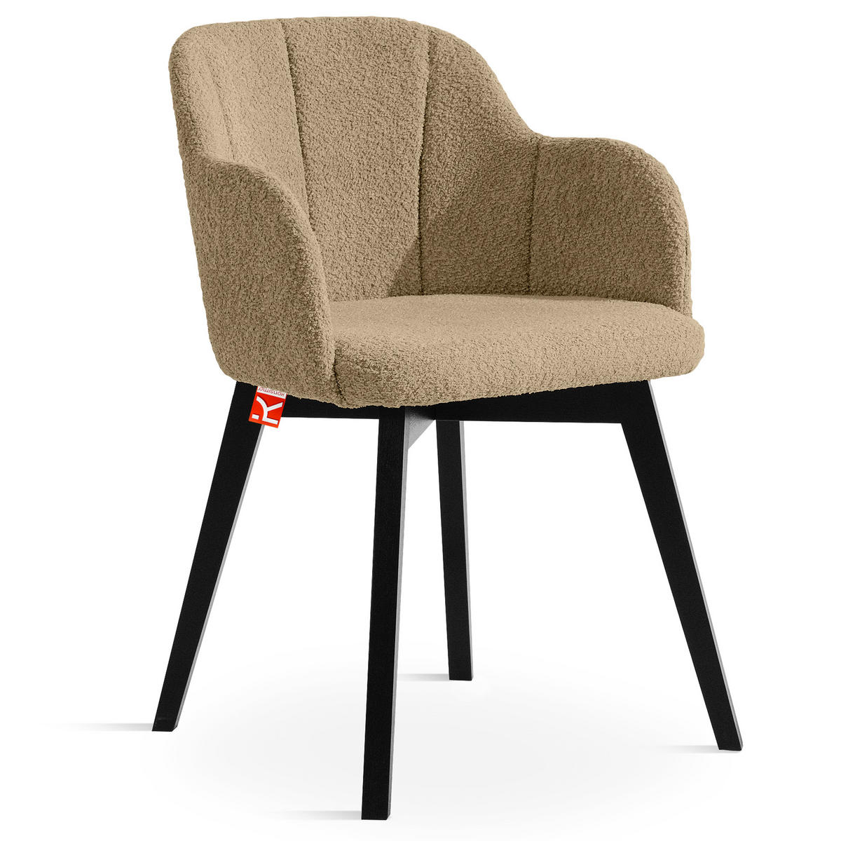 POLSTERSTUHL LONIS Esszimmerstühle 2er Set - Schwarz/Braun, Holz/Textil (55/82/54cm) - KONSIMO®