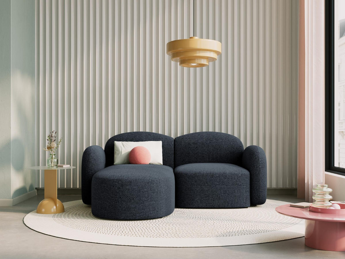 ECKSOFA links Blair aus Chenille-Stoff blau melange 3 Sitzplätze - Blau, Textil (155/194cm) - Micadoni