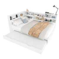 BETT 140/200 cm Weiß aus Kiefernholz mit Stauraum und Bett - Weiß, Holzwerkstoff (140/200cm) - OKMYHOME