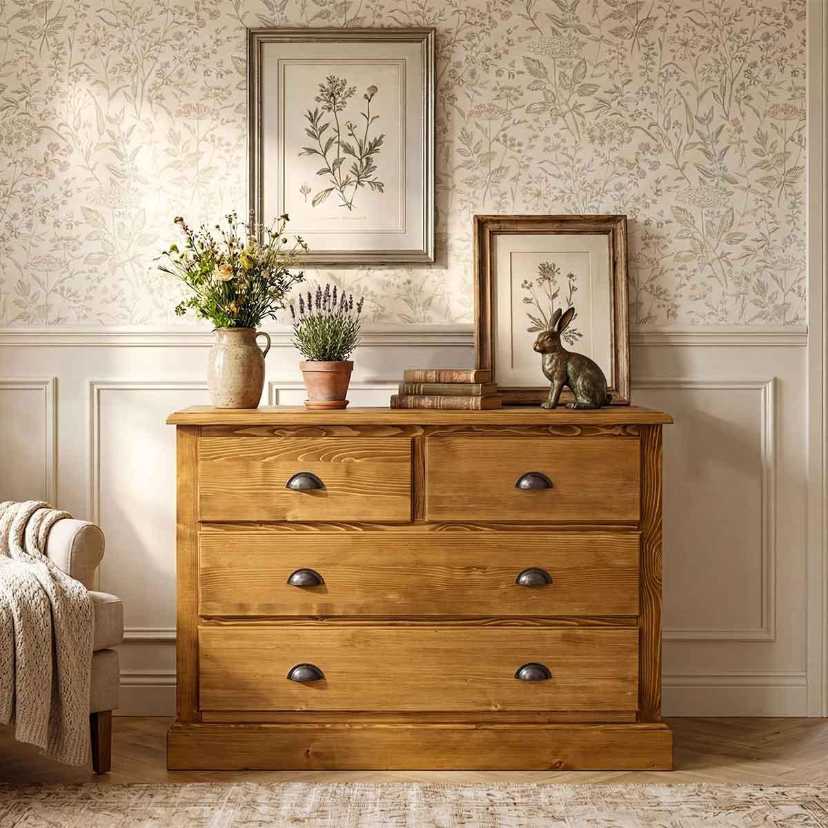 KOMMODE aus Massivholz CHARLOTTE 1 - Hellbraun, Holz (120/90/48cm) - Seart