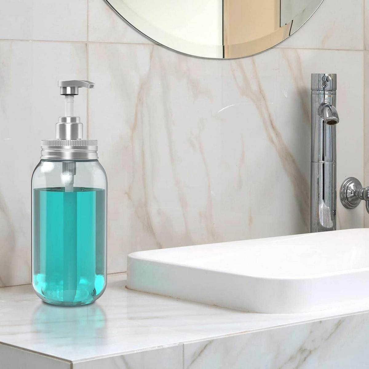 SEIFENSPENDER 2er Set 750ml Kunststoff klar Blau - Türkis, Kunststoff (17/8/18cm)
