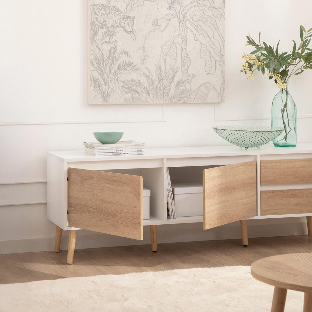 TV-ELEMENT Kemi Zweifarbig 160 cm x 51 cm - Multicolor, Holzwerkstoff (160/51/40cm) - Klast Home