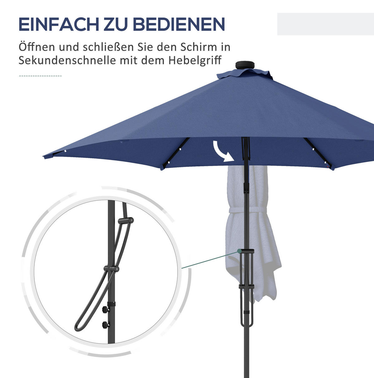 AMPELSCHIRM aus Stahl 294x294x250 cm in Dunkelgrün mit Kurbel & Neigefunktion - Dunkelgrün, Metall (294/294cm) - Modfu