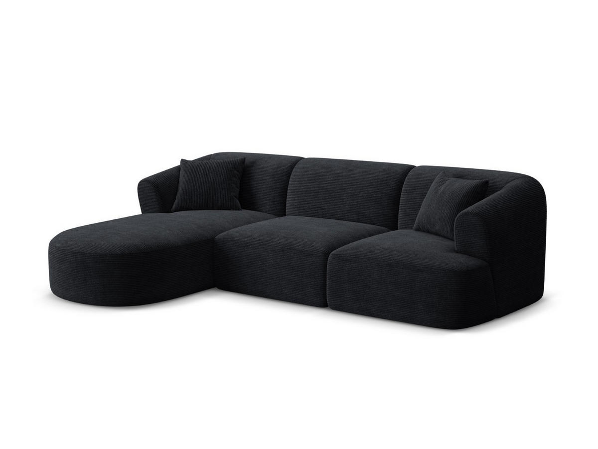 MODULARES-ECKSOFA links Campi aus Cord schwarz 4 Sitzplätze - Schwarz, Textil (156/256cm) - Cosmopolitan Design