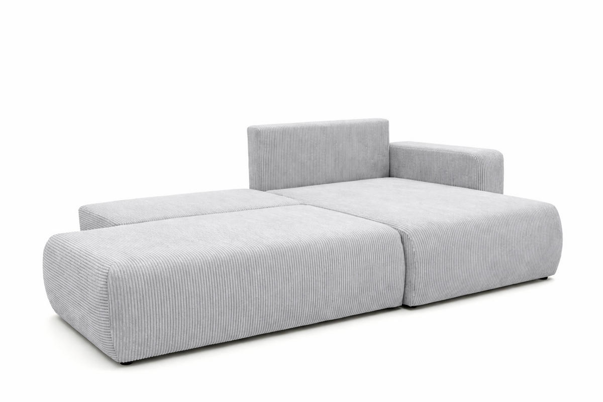 ECKSOFA Mit Schlaffunktion Und Bettkasten, Cordstoff Poso, Hellgrau, Rechts, OPEN XL - Hellgrau, Holz (262/145cm) - Kaiser Möbel