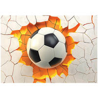 FOTOTAPETE Kinderzimmer Junge 3D Effekt Fußball Kindertapete 300x210 - Multicolor, Papier (300/210cm) - Wallarena