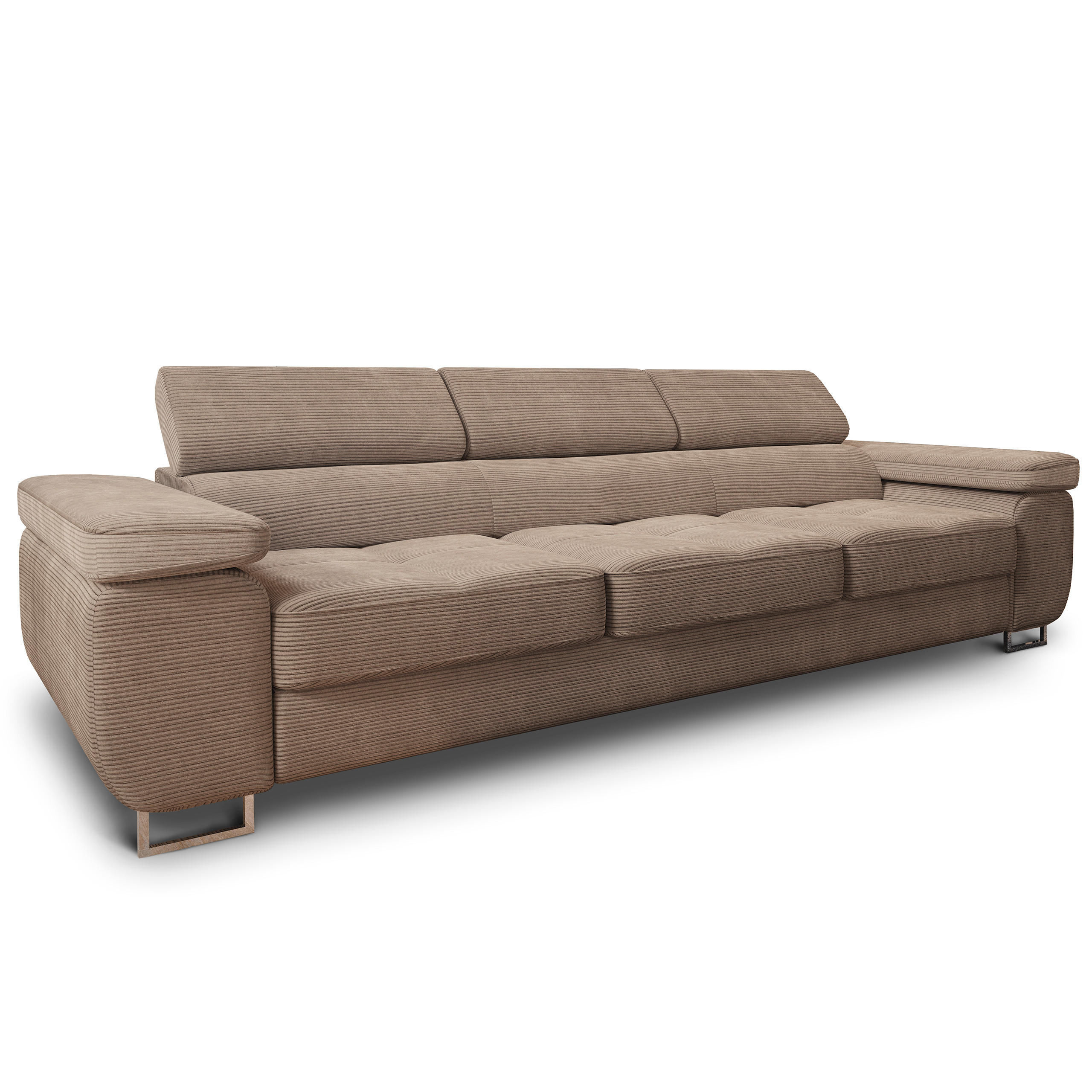 BETTSOFA MOSINE Beige Kordstoff mit Schlaffunktion - Beige, Textil (281/87/98cm) - MASSENO