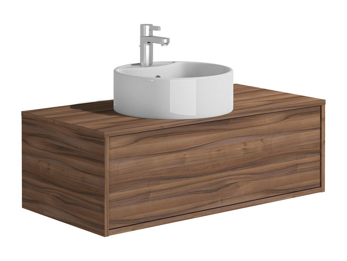 EINZELWASCHTISCH - 94 cm x 47 cm - Holz, Platte - Naturfarben Dunkel - TEANA - Naturfarben, Holz (94/32/47cm) - Vente-Unique