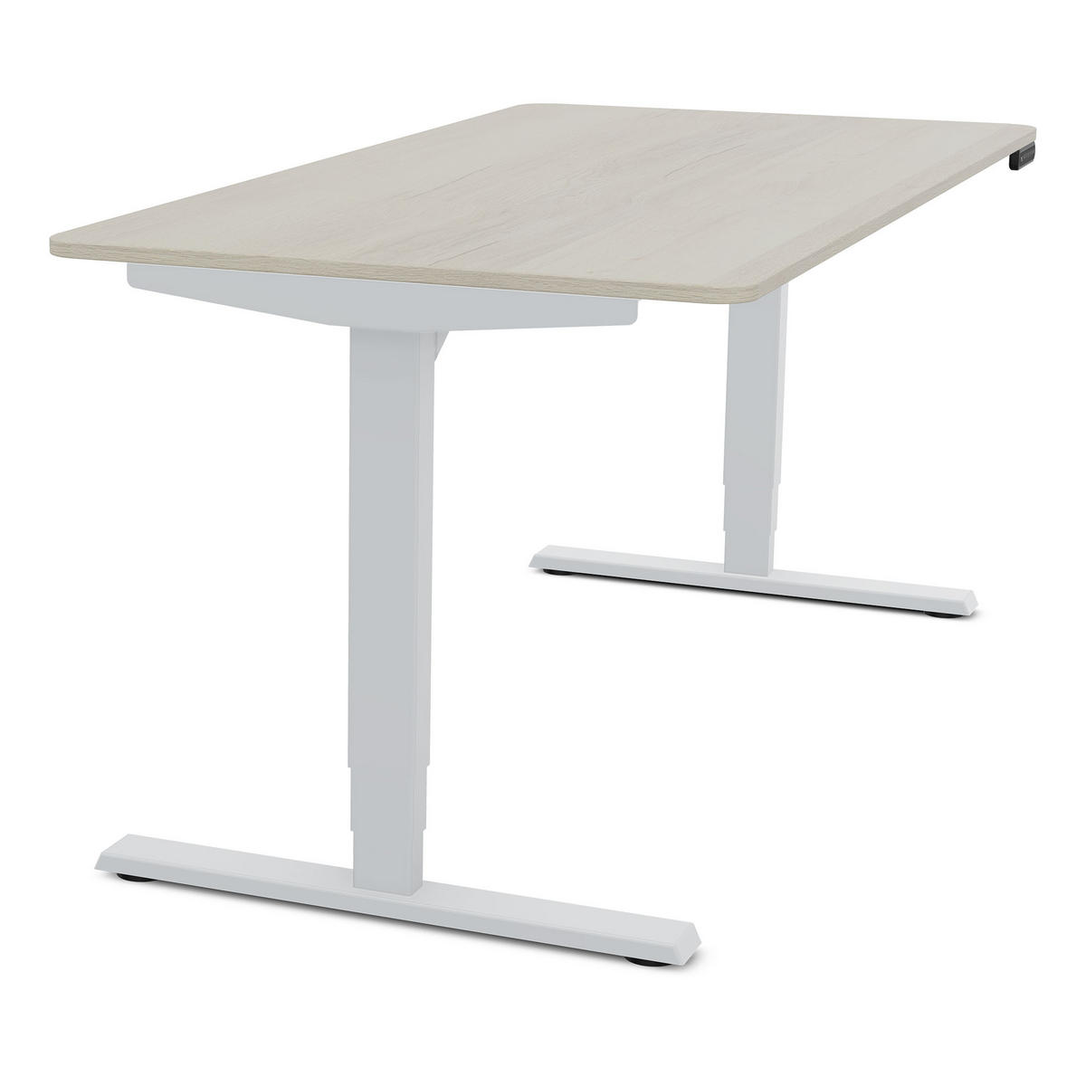 SCHREIBTISCH Elektrisch höhenverstellbarer Schreibtisch Y-Line Curved Eiche Polar Weißaluminium 160/70/62-127cm - Eiche Bianco/Weiß Hochglanz, Holzwerkstoff/Metall (70/160/127cm) - ASSMANN