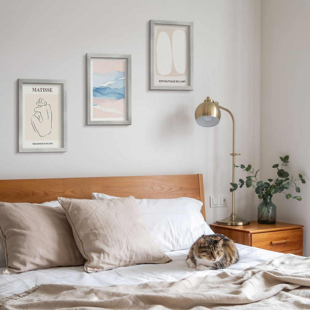 WANDBILDER 3er Set - 20x30 cm Silberner Rahmen - Matisses abstrakte Formen - Silberfarben, Kunststoff (20/30cm) - ArtPrintCave
