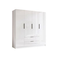 KLEIDERSCHRANK Sofia I Gloss - Weiß Hochglanz/Schwarz, Holzwerkstoff/Kunststoff (200/216/60cm) - MIRJAN24