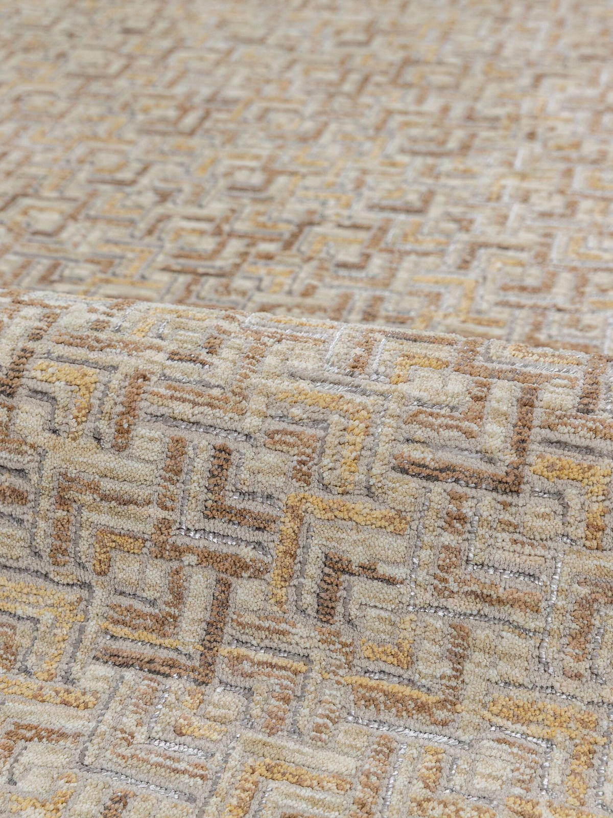KURZFLORTEPPICH, mit Fransen, EWENNY, Mosaik, Natur, 160 x 230 cm - Beige, Textil (160/230cm) - KADIMA DESIGN