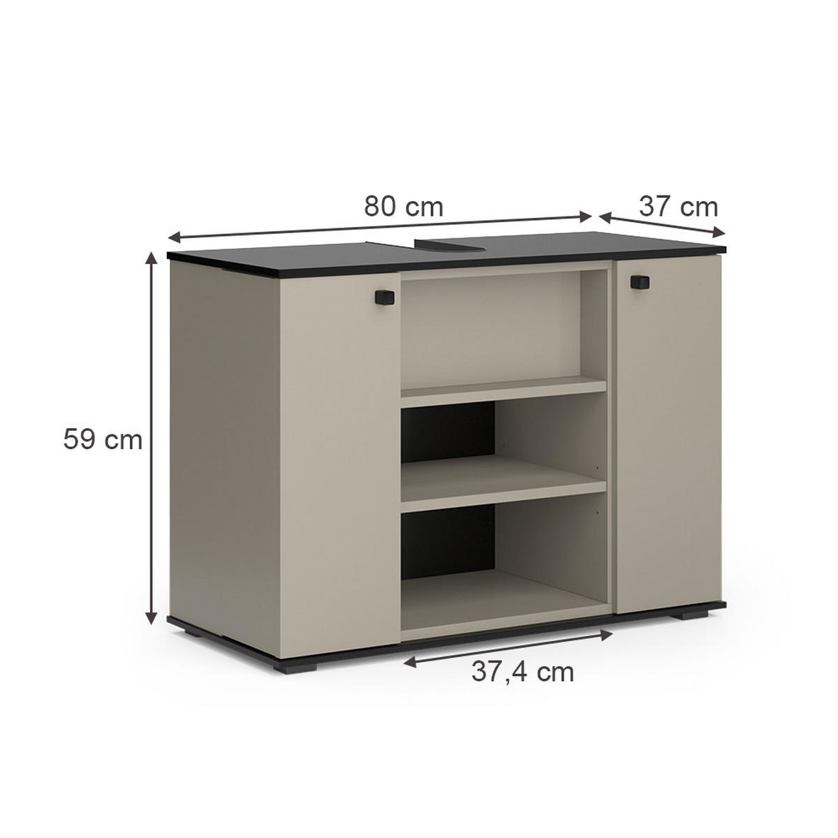 WASCHBECKENUNTERSCHRANK Joli Greige 80 x 59 cm mit 2 Türen - Greige, Holzwerkstoff (80/59/37cm) - Vicco