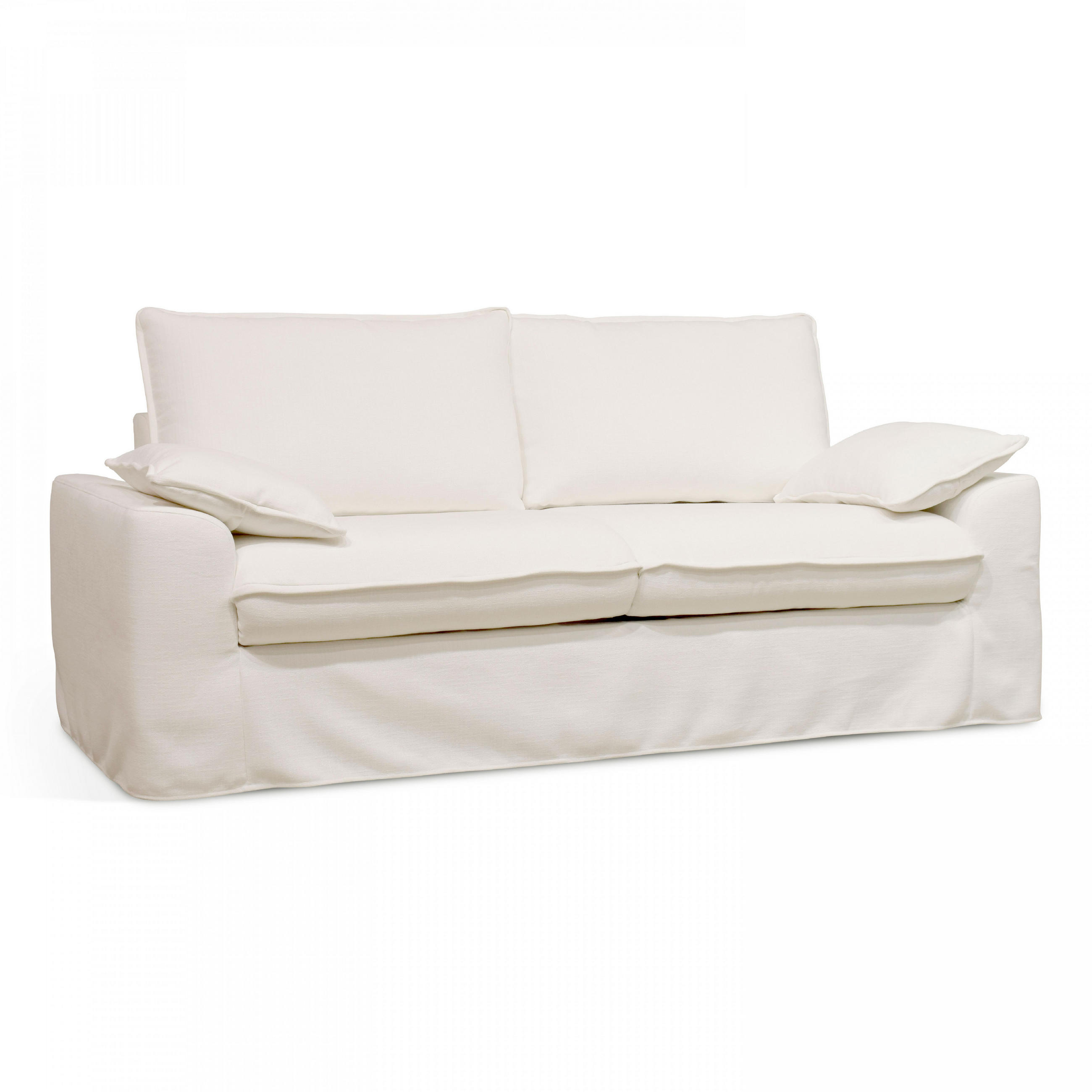 3-SITZER-SOFA, Stoff, Weiß - Weiß, Textil (97/88/205cm) - Oviala