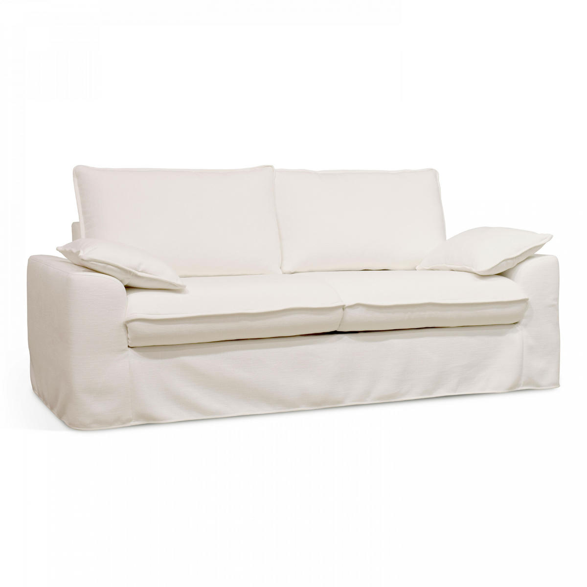 3-SITZER-SOFA, Stoff, Weiß - Weiß, Textil (97/88/205cm) - Oviala