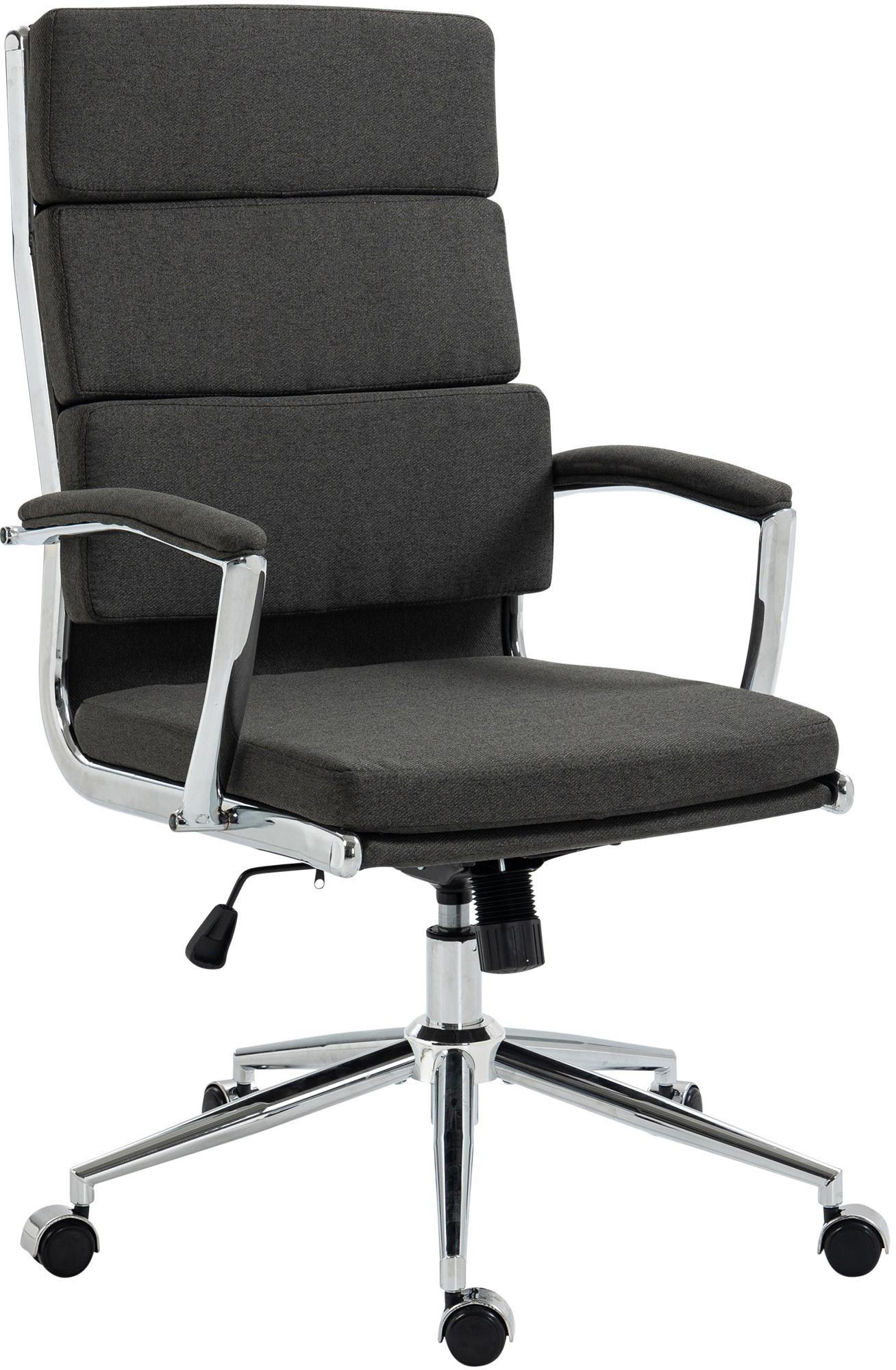 CHEFSESSEL Stoff dunkelgrau - Chromfarben/Dunkelgrau, Textil/Metall (61/107/65cm) - CLP