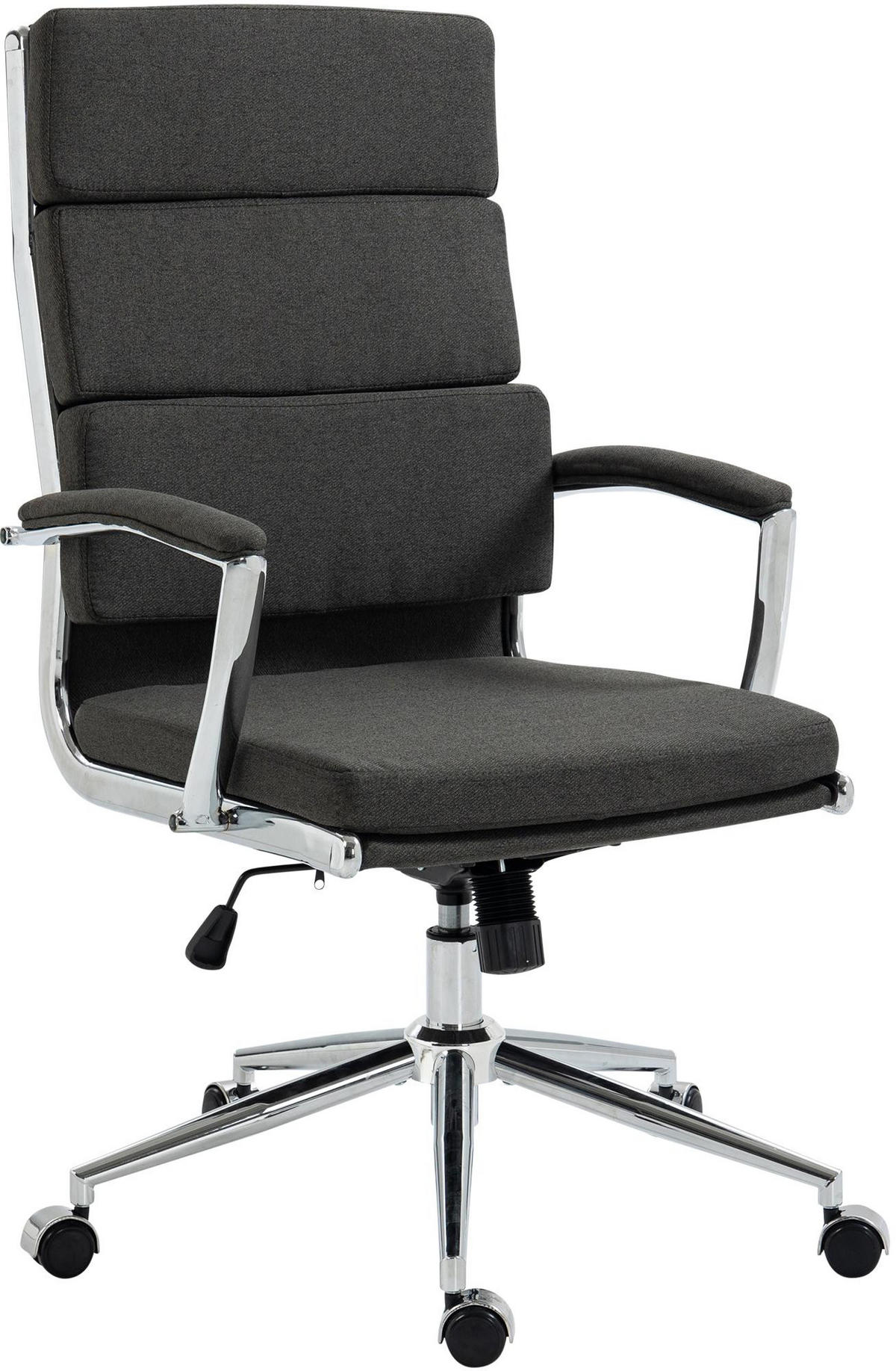 CHEFSESSEL Stoff dunkelgrau - Chromfarben/Dunkelgrau, Textil/Metall (61/107/65cm) - CLP