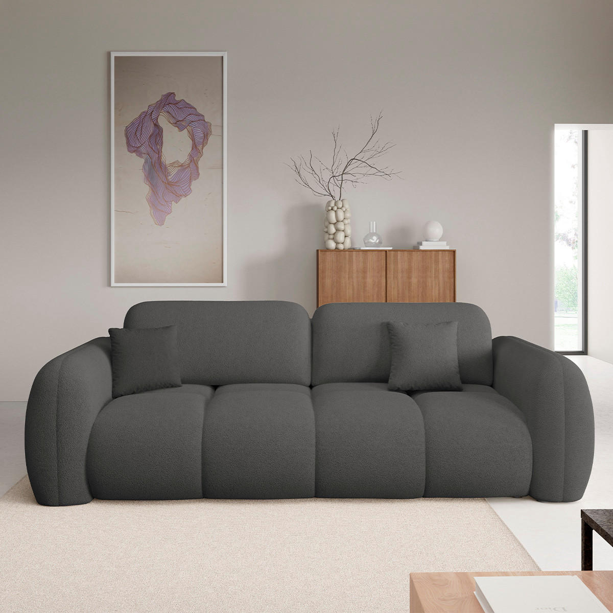 SOFA Livio 3 Sitzplätze Dunkelgrau - Dunkelgrau, Holz (270/95/121cm) - Petits-meubles