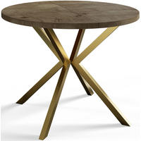 ESSZIMMERTISCH LOFT LITEN, ausziehbarer Tisch 120 cm/200 cm, Farbe: Grau, mit Metallbeinen in Farbe Gold - Dunkelbraun/Goldfarben, Holzwerkstoff (120/120/76cm) - Alpi-Möbel