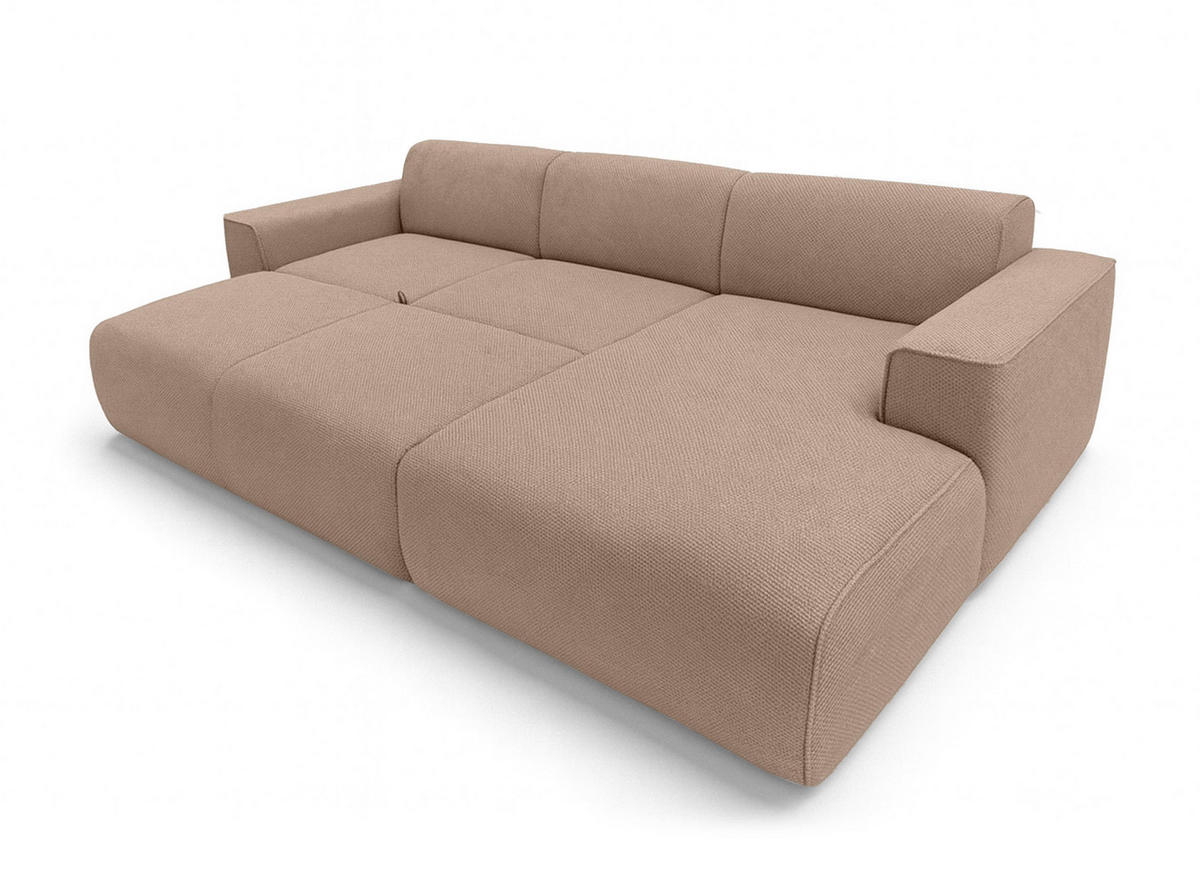 ECKSOFA L Form Ruyam Beige 310/165/78 cm – Schlaffunktion Rechts - Beige/Schwarz, Kunststoff/Textil (310/170cm) - AX Living