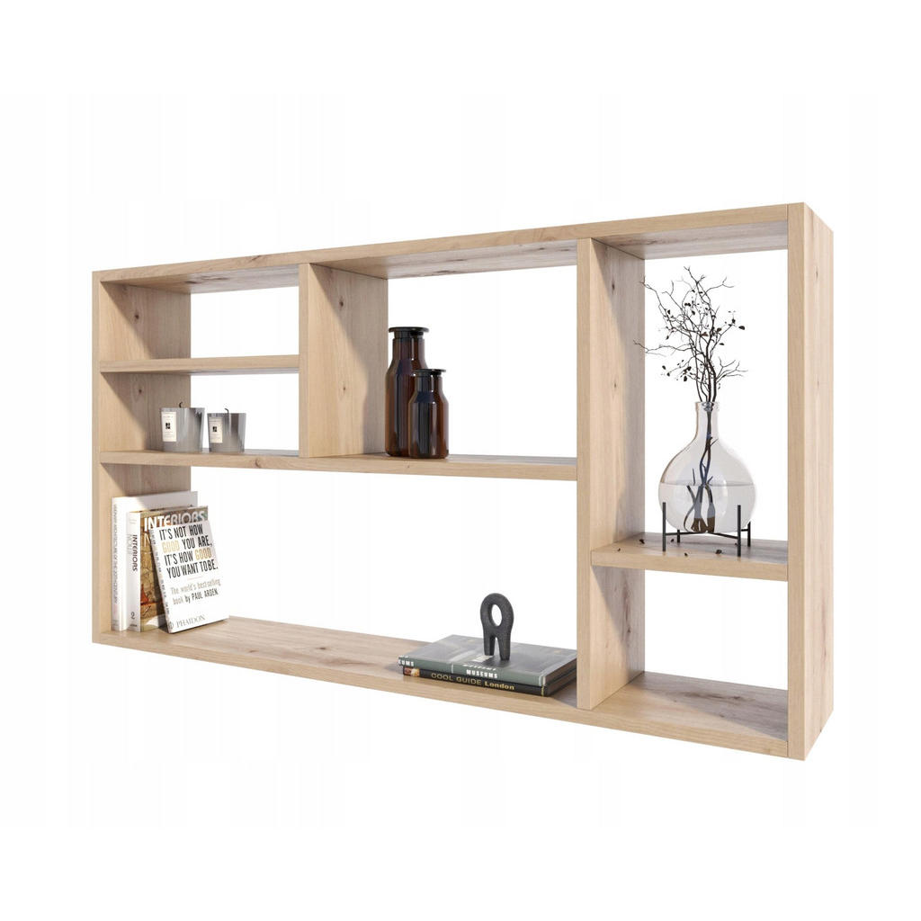 Thumbnail - Matkam Möbel Wandregal, Eiche Artisan, Holzwerkstoff, 109.2x60x18 cm, Wohnzimmer, Regale, Wandregale