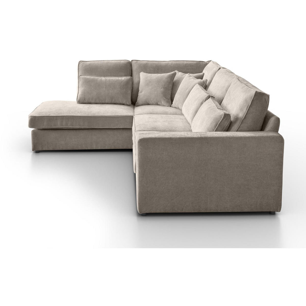 ECKSOFA Parma ohne Schlaffunktion cappuccino links - Schwarz/Cappuccino, Textil (314/224cm) - Beautysofa