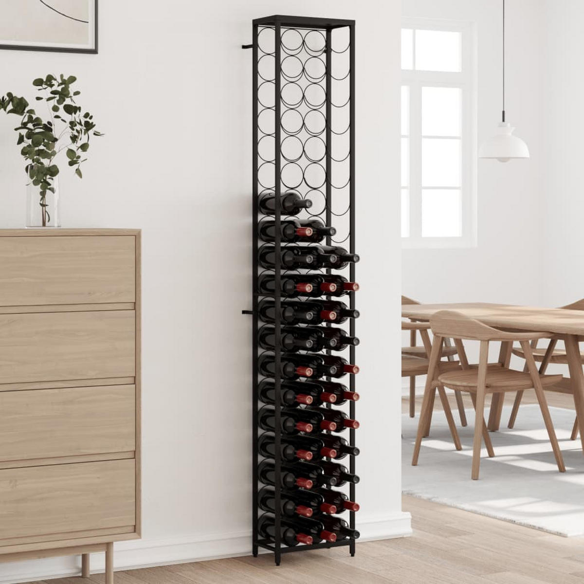 WEINREGAL Schwarz Eisen - Schwarz, Metall (18/200/34cm) - vidaXL