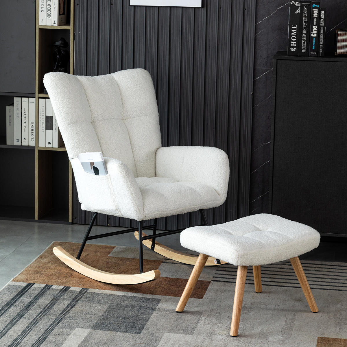 SCHAUKELSTUHL White - Weiß, Textil (69.22/33.02/69.22cm) - Urban Meuble