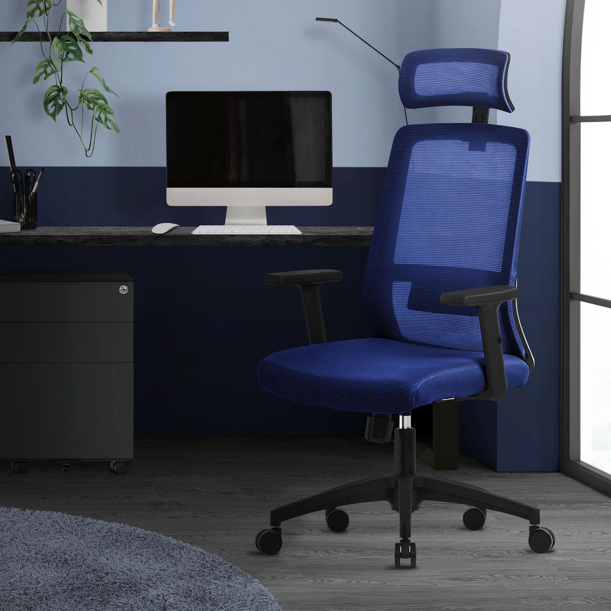 SCHREIBTISCHSTUHL Surpreme navy - Blau, Kunststoff (66/123/68cm) - ML-DESIGN