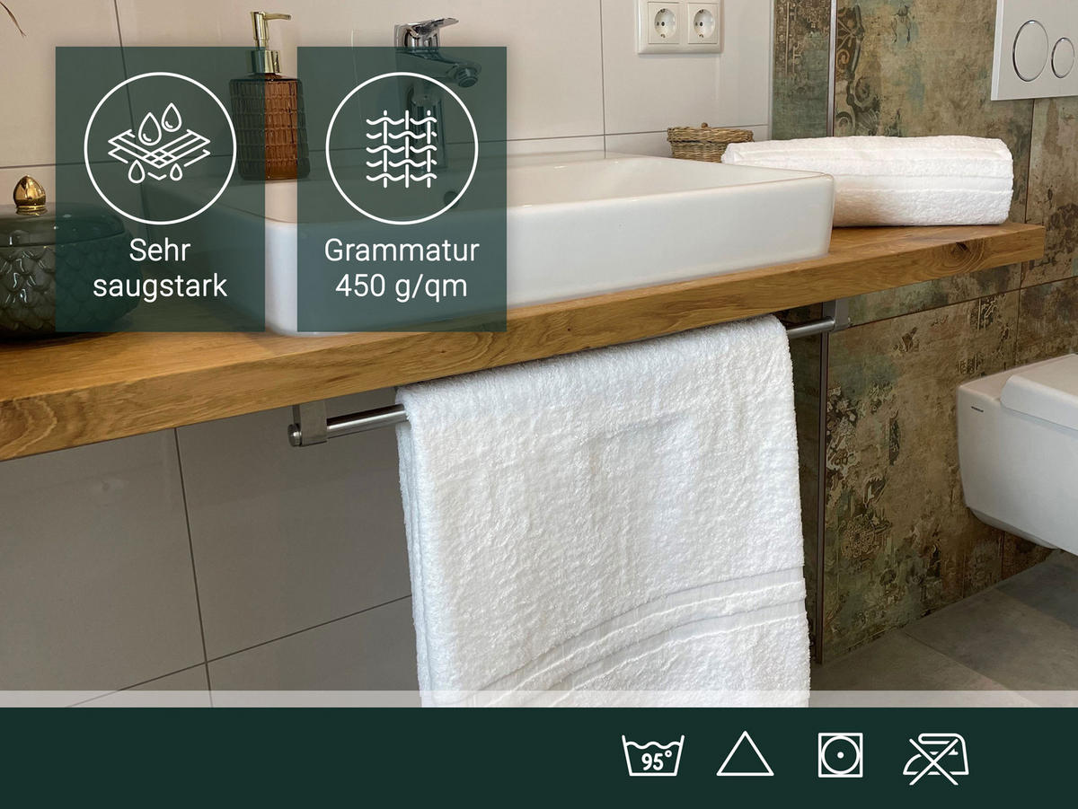 DUSCHTÜCHER, 2er-Set, 70x140 cm, 100% Baumwolle, Weiß - Weiß, Textil (70/140cm) - Zollner