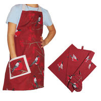 KINDERKOCHSET Beeren Vögel 4tlg One Size - Rot/Weinrot, Textil (47/55cm) - beties Heimtextil