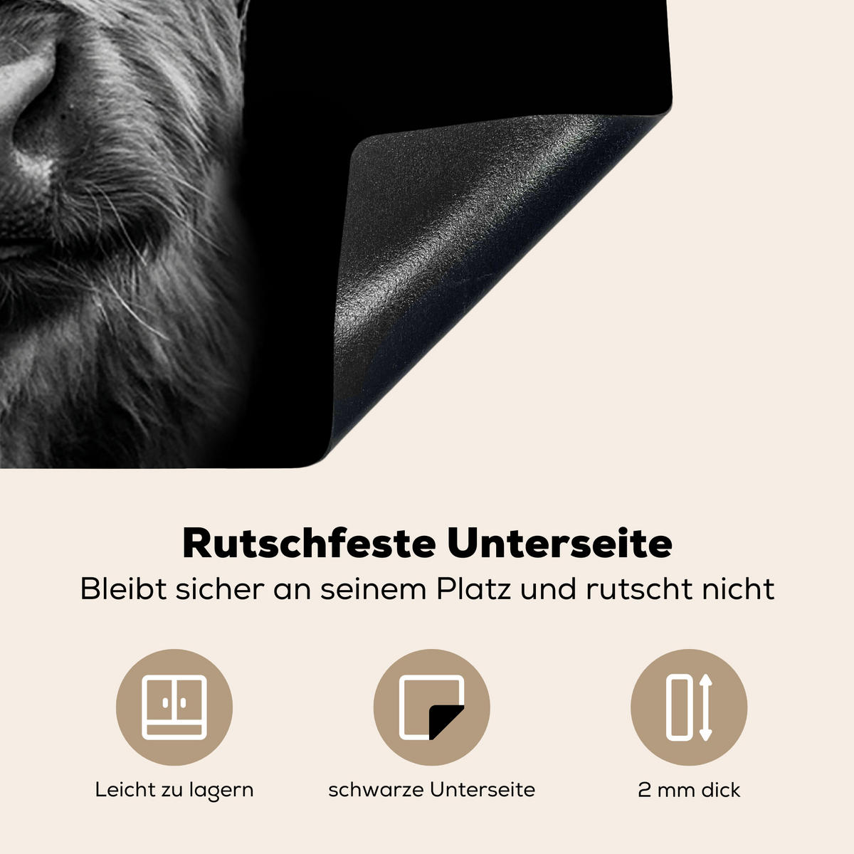 HERDABDECKPLATTE Schottischer Highlander - Hörner - Schwarz - Weiß - Kuh - Wild - Tiere Induktionsmatte 71x52 cm - Schwarz, Kunststoff (71/52/0.2cm) - MuchoWow