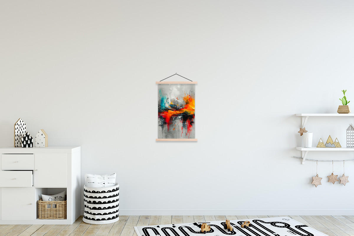 POSTER Moderne Kunst - Orange - Grau - Abstrakt 40x60 cm - Hellgrau, Textil (40/60/0.15cm) - MuchoWow