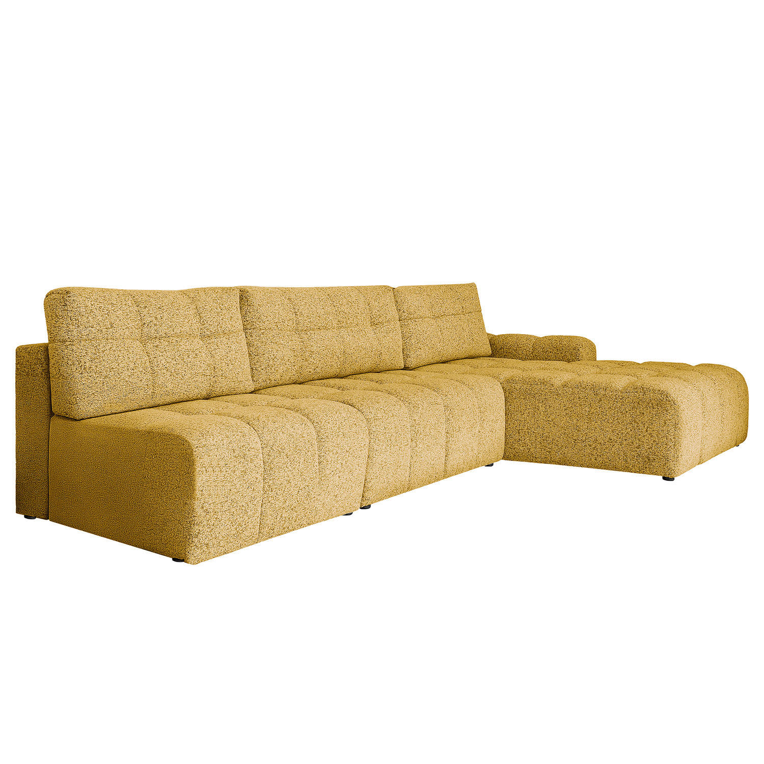 ECKSOFA mit Schlaffunktion - Strukturstoff - Beige/Gelb, Kunststoff/Textil (338/184cm) - home24
