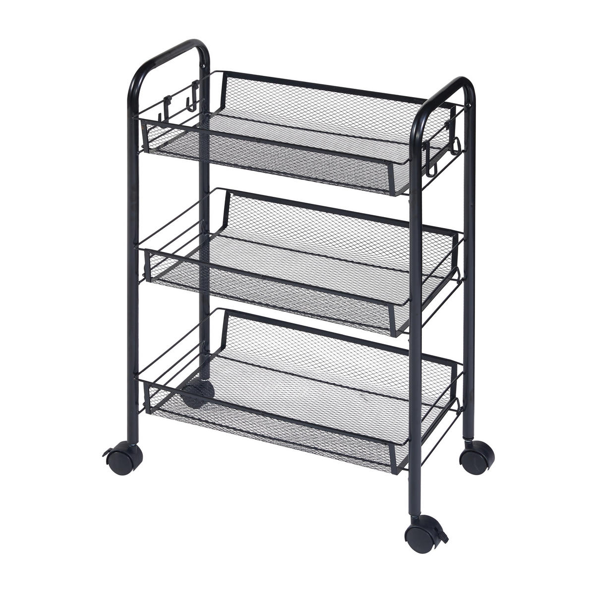 ROLLWAGEN Tromsø - Schwarz, Metall (44/63/26cm) - [en.casa]