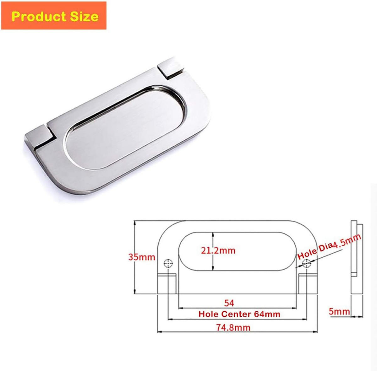 MÖBELGRIFF Silber 4er-Set 75 mm - Silberfarben, Metall (3.5/0.5/7.8cm)