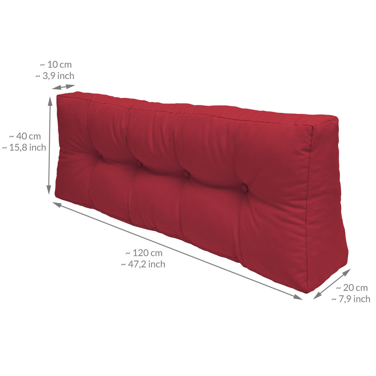 PALETTENKISSEN Eco Elements Sitz + Rücken Rot (1tlg) - Rot, Textil (80/15/120cm) - Beautissu 