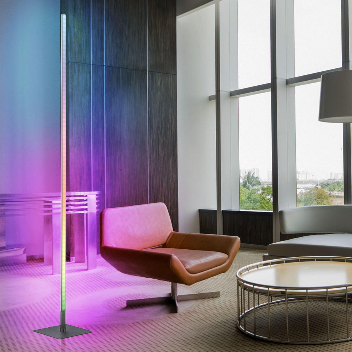 LED STEHLEUCHTE Silber RGB Fernbedienung - Silberfarben, Metall (20.5/20.5/151cm)