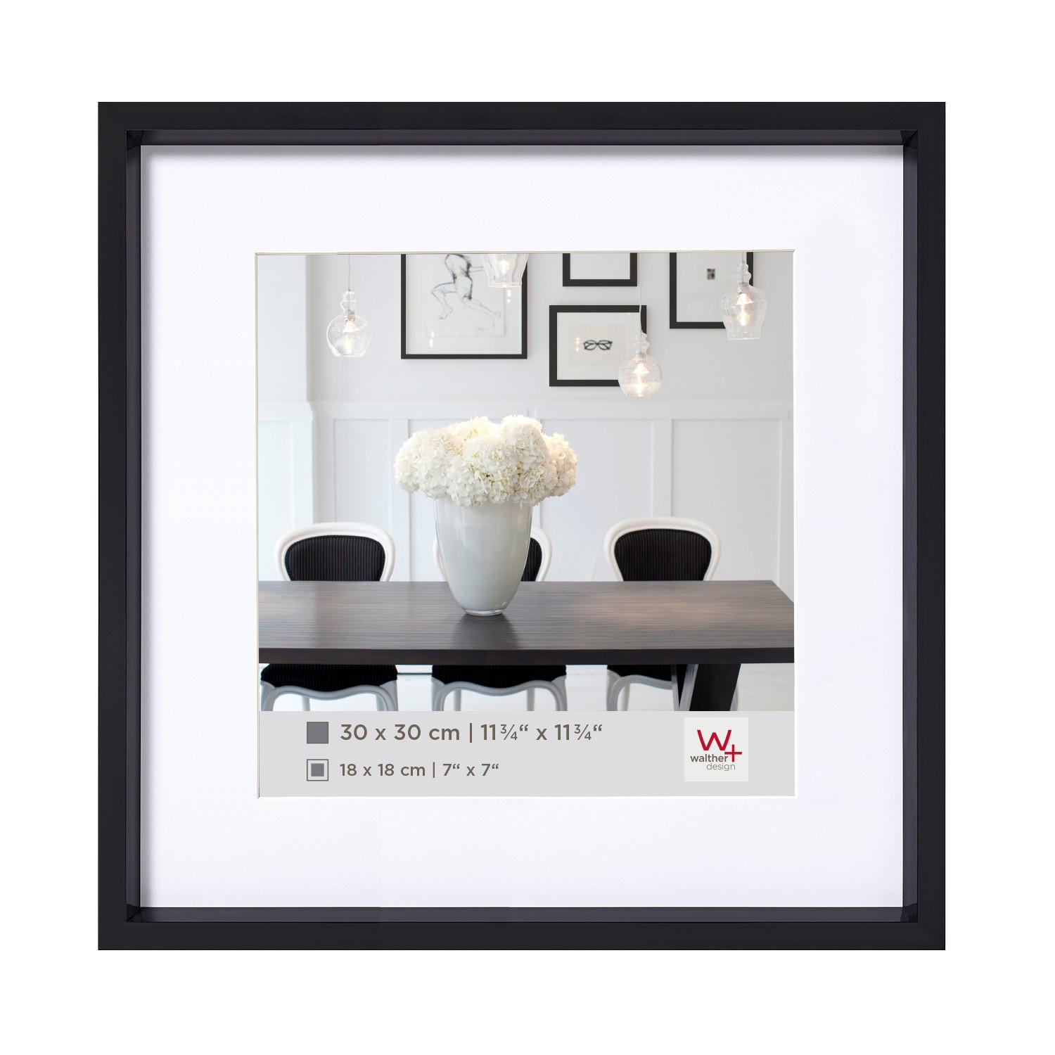 BILDERRAHMEN Steel Style Kst.Rahmen 40x40 cm Schwarz - Schwarz, Kunststoff (40.96/40.96/2.18cm) - walther design