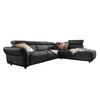 ECKSOFA MOTOR. SITZVORZUG RISO Schwarz Leder - Schwarz, Leder (263/240cm) - KAWOLA